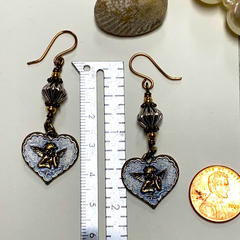 NEW Angel heart earrings silver gold copper NWOT - Picture 5 of 6